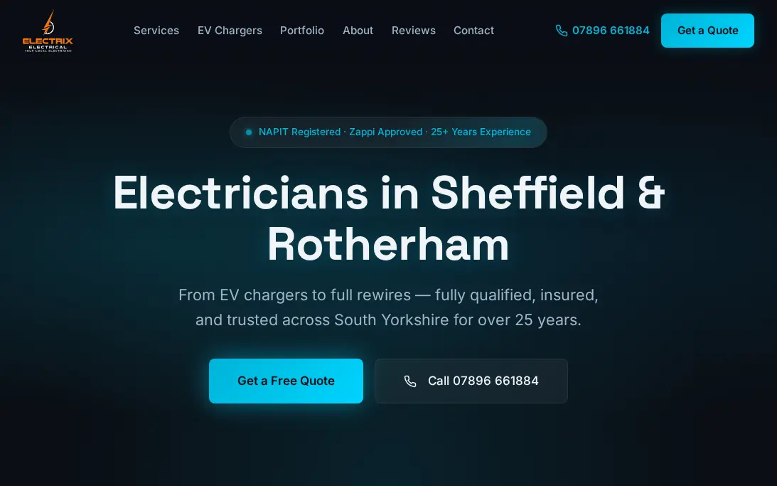 The Electrix Electrical website we built